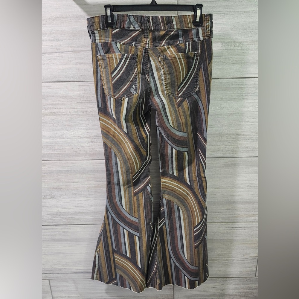 Free People Multicolor Striped Corduroy low rise flare pants 27 - Picture 3 of 6